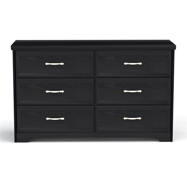 Modern 3 Drawer Bedroom Chest of Drawers with 6 Drawers Dresser, Clothes Organizer -Metal Pulls for Living Room, Bedroom, Hallway, Black,47.6″L x 15.7″W x 28.9″H