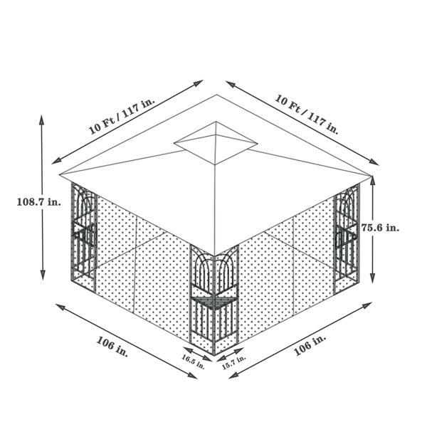 10x10 Outdoor Patio Gazebo Canopy Tent With Ventilated Double Roof And Mosquito net(Detachable Mesh Screen On All Sides),Suitable for Lawn, Garden, Backyard and Deck,Brown Top