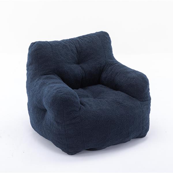 010-Soft Teddy Fabric Tufted Foam Bean Bag Chair With Teddy Fabric Dark Blue