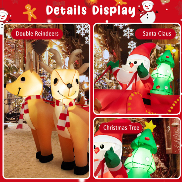 7.2 Feet Christmas Decoration Christmas Inflatable Santa Rides Sled