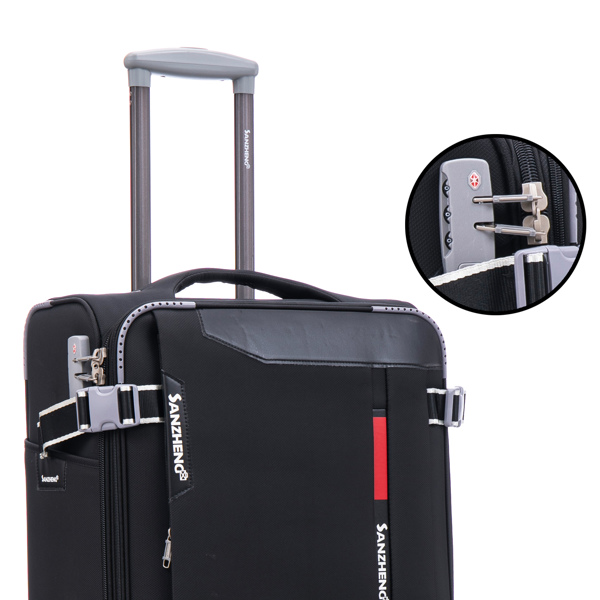 Softside Upright Luggage Set Expandable, Lightweight,4-Piece (20//24/28/32) ,Black