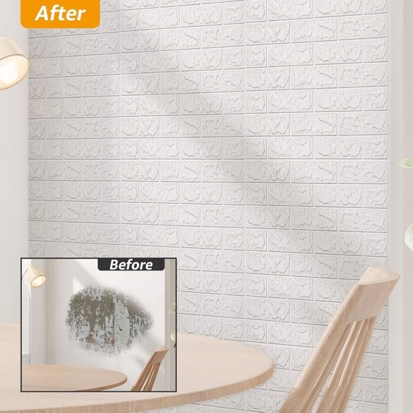 60 PCS 3D brick wall stickers 15 * 13 inches, can cover 87FT ², self-adhesive, suitable for living room, bedroom, dormitory, kitchen wall decoration, home decoration wallpaper