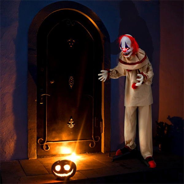 5 FT  Halloween Clown Decoration with Glowing Red Eyes