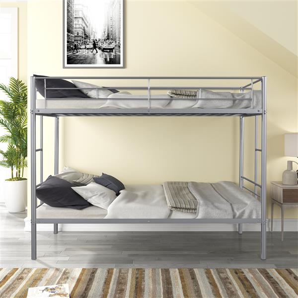 Metal Twin over Twin Bunk Bed/ Heavy-duty Sturdy Metal/ Noise Reduced Design/ Safety Guardrail/ 2 Side Ladders/ CPC Certified/ No Box Spring Needed