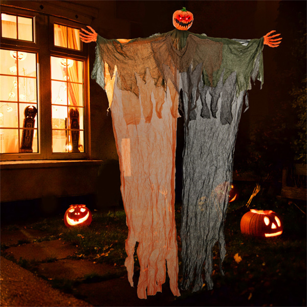 6 Feet Halloween Decoration Hanging Pumpkin Ghost Bendable Arms 