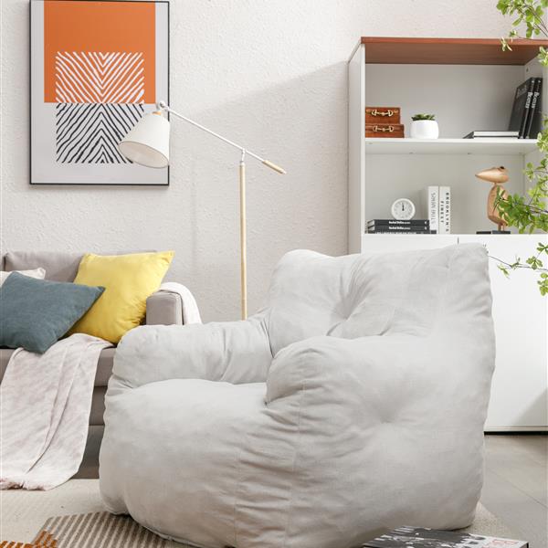 010-Soft Velvet Fabric Bean Bag Chair Filled With Memory Sponge,Ivory