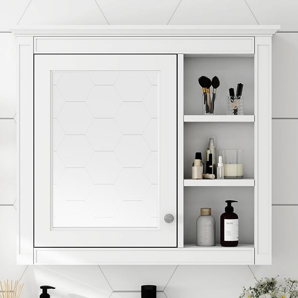 30'' x 28'' Medicine Cabinet, Wall Mounted Bathroom Storage Cabinet, Modern Bathroom Wall Cabinet with Mirror,Medicine Cabinet,  Mirror Cabinet with 3 Open Shelves (Not Include Bathroom Vanity )