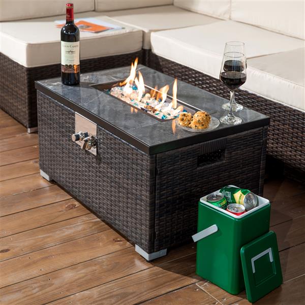 Outdoor Fire Table  Propane  Fire Pit Rattan gas fire table, gas fire table with tile tabletop