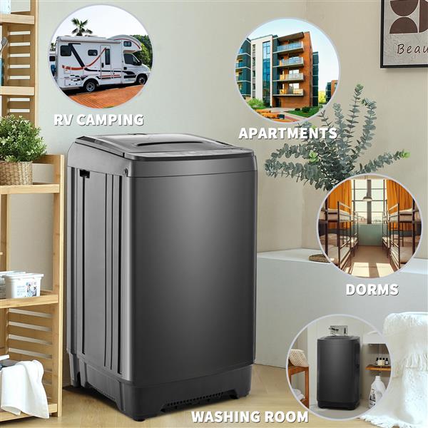 Compact home automatic washer, Maximum 2.3Cu.ft. of laundry, 8 water levels/10 programs for apartments, college dorms, RVs, camping and other places where space is limited