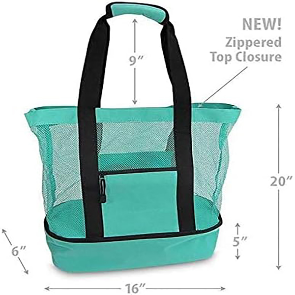 Waterproof Beach Bag with Cooler Compartment - Beach Bags Waterproof Sandproof for Women, Pool Bag & Beach Tote Bag Light Green