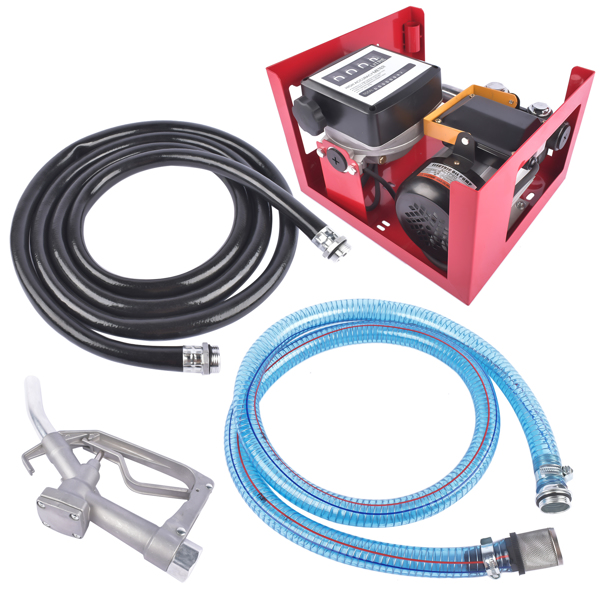 Electric Oil Fuel Diesel Gas Transfer Pump w/Meter Manual Nozzle 110V 16GPM for Diesel Kerosene