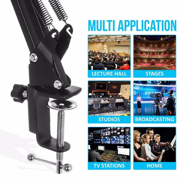 ADJUSTABLE DESKTOP MICROPHONE ARM STAND SUPPORT PRO MUSIC AUDIO EQUIPMENT MOUNT