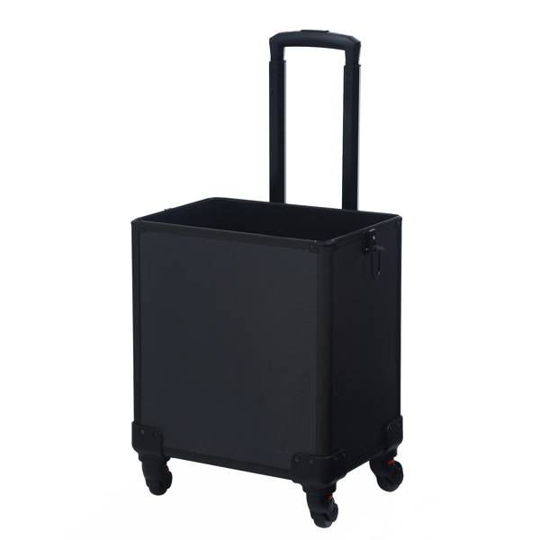 FCH 4pcs trolley type with universal wheels ABS all black cosmetic case