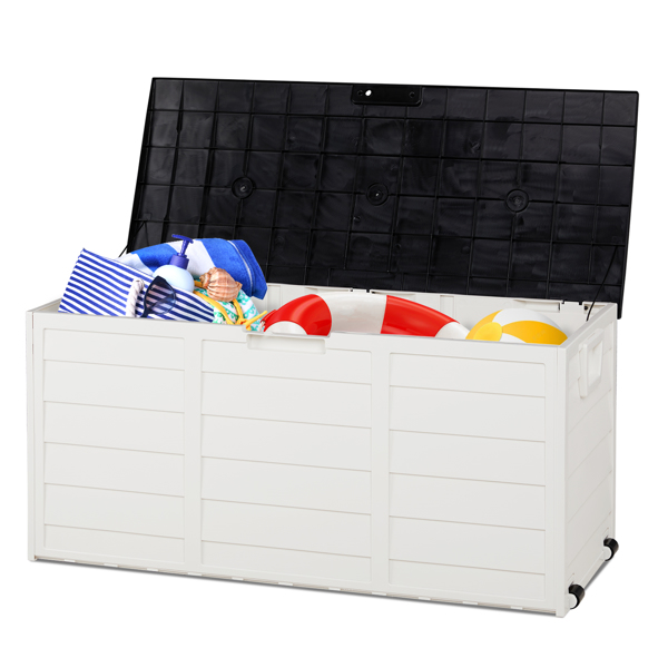 75gal 280L Outdoor Garden Plastic Storage Deck Box Chest Tools Cushions Toys Lockable Seat