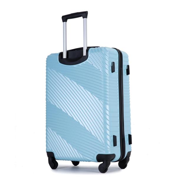 3 Piece Luggage Sets PC+ABS Lightweight Suitcase with Two Hooks, Spinner Wheels, (20/24/28) Aqua Blue