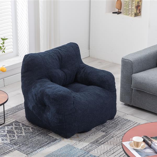 010-Soft Teddy Fabric Tufted Foam Bean Bag Chair With Teddy Fabric Dark Blue