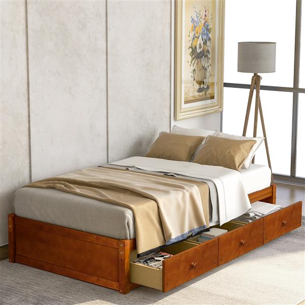 . Twin Size Platform Storage Bed with 3 Drawers