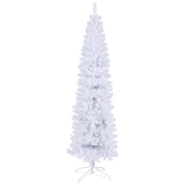 7.5FT White Slim Artificial Christmas Tree Includes Foldable Metal Stand 