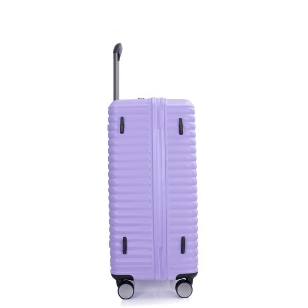 3 Piece Luggage Sets PC+ABS Lightweight Suitcase with Two Hooks, 360° Double Spinner Wheels, TSA Lock, (21/25/29) Light Purple