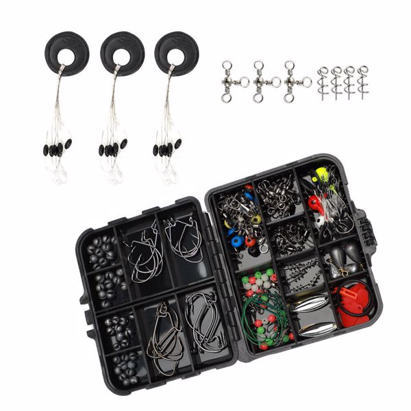 188pcs/set Sea Fishing Accessories Tackle Box Kit Set Jig-Hooks Swivels Clamp