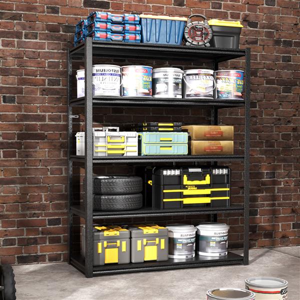 72"H  5 Tier Metal Shelves for Storage Garage Shelving 2000LBS Heavy Duty Storage Shelves Adjustable Garage Shelf Industrial Shelving Unit Storage Utility Rack,47.2"W*23.6"D*72"H,Black