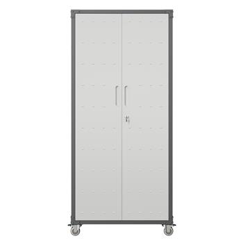 71\\" Metal Garage Storage Cabinet with Wheels - Heavy-Duty Tool Storage Cabinet for Home, Office, School, and Garage Organization, Black/Gray