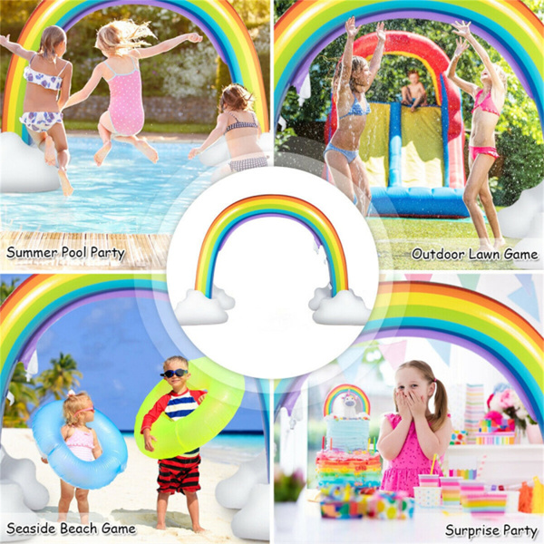 Inflatable rainbow spray water park toy