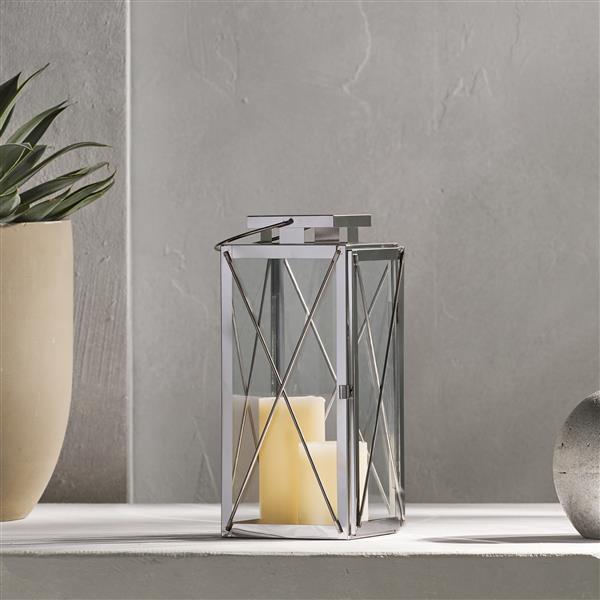 14"H STAINLESS STEEL LANTERN