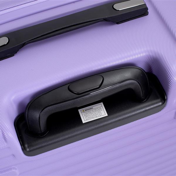 3 Piece Luggage Sets PC+ABS Lightweight Suitcase with Two Hooks, 360° Double Spinner Wheels, TSA Lock, (21/25/29) Light Purple