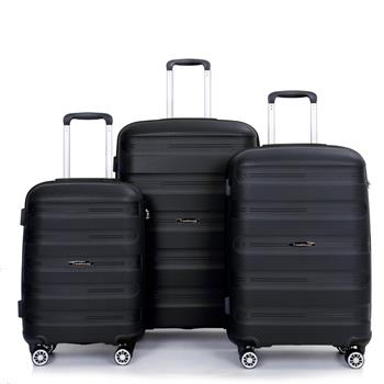 Hardshell Suitcase Spinner Wheels PP Luggage Sets Lightweight Durable Suitcase with TSA Lock,3-Piece Set (20/24/28) ,Black