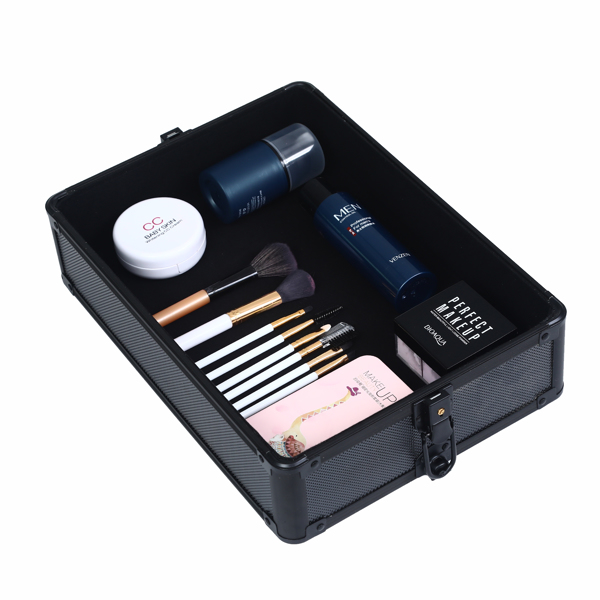 FCH 4pcs trolley type with universal wheels ABS all black cosmetic case