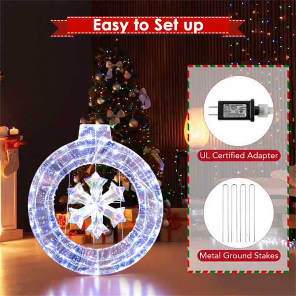 33 Inch Lighted Snowflake Wreath Christmas Decoration