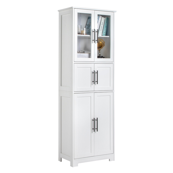 [] Storage Bathroom Cabinet, 6-Door Bathroom High Cabinet, white