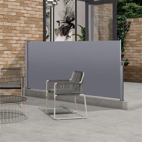 Retractable Side Screen Awning, UV Resistant, Waterproof, Patio Privacy Screen for Garden, Balcony, Courtyard(Dark Grey), 118.1" x 62.99"