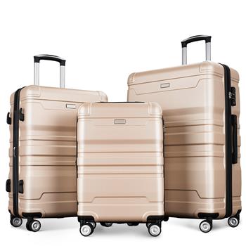 Luggage Sets New Model Expandable ABS Hardshell 3pcs Clearance Luggage Hardside Lightweight Durable Suitcase sets Spinner Wheels Suitcase with TSA Lock  20\\'\\'24\\'\\'28\\'\\' (Champagne)