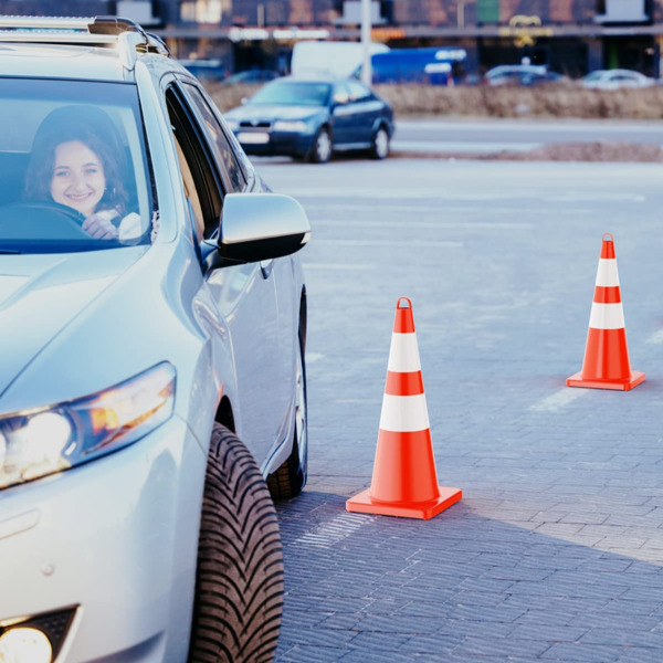 [12 Pack] 28 inch Traffic Safety Cones with Reflective Collars, Sturdy Orange PVC Cones for Road Safety, Parking lot and Driving Training