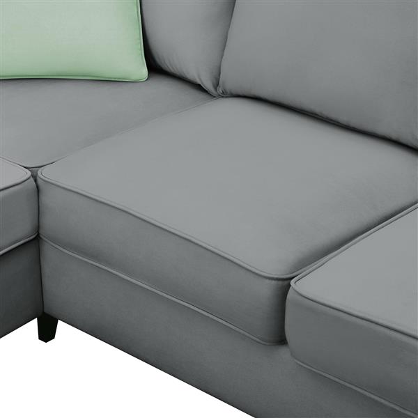 [VIDEO provided] 112*87" Sectional Sofa Couches Living Room Sets, 7 Seats Modular Sectional Sofa with Ottoman, L Shape Fabric Sofa Corner Couch Set with 3 Pillows, Grey