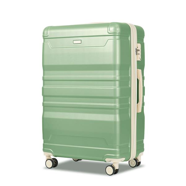 Luggage Sets New Model Expandable ABS Hardshell 3pcs Clearance Luggage Hardside Lightweight Durable Suitcase sets Spinner Wheels Suitcase with TSA Lock 20''24''28''(grass green and beige)