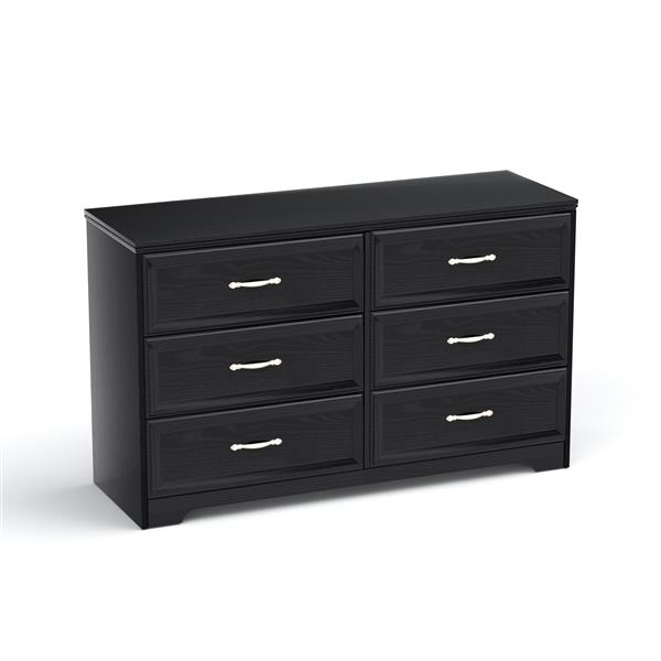 Modern 3 Drawer Bedroom Chest of Drawers with 6 Drawers Dresser, Clothes Organizer -Metal Pulls for Living Room, Bedroom, Hallway, Black,47.6″L x 15.7″W x 28.9″H