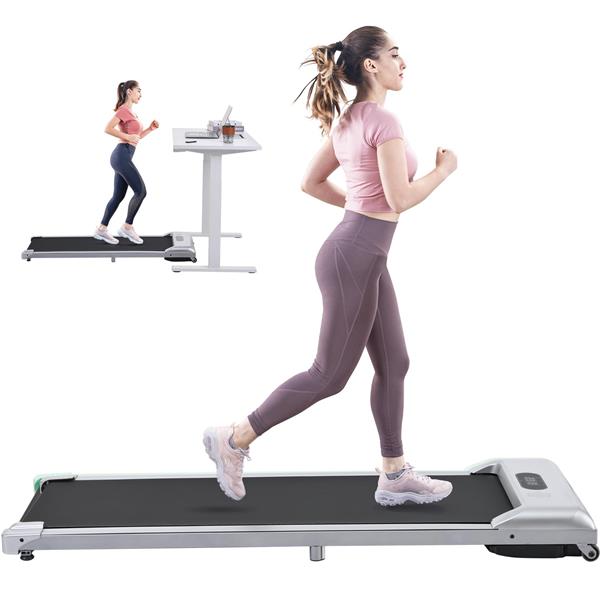 2 in 1 Under Desk Electric Treadmill 2.5HP, Remote Control, Display, Walking Jogging Running Machine Fitness Equipment for Home Gym Office