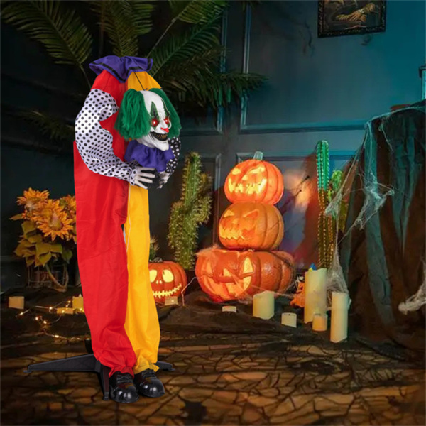 4.5FT Halloween clown decoration with LED eyes and phrase recording