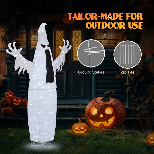 5.9ft Pop-up Ghost 160LED Lighted Outdoor Halloween Decorations