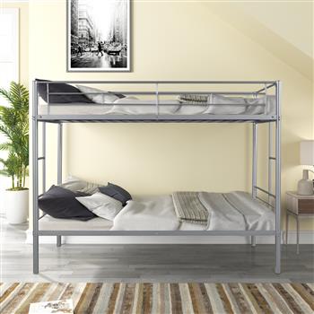 Metal Twin over Twin Bunk Bed/ Heavy-duty Sturdy Metal/ Noise Reduced Design/ Safety Guardrail/ 2 Side Ladders/ CPC Certified/ No Box Spring Needed