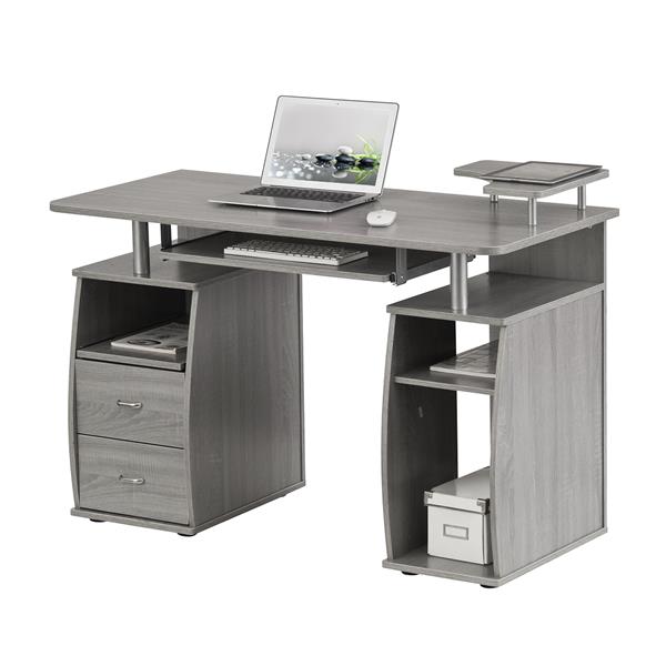 Complete Computer Workstation Desk With Storage, Grey