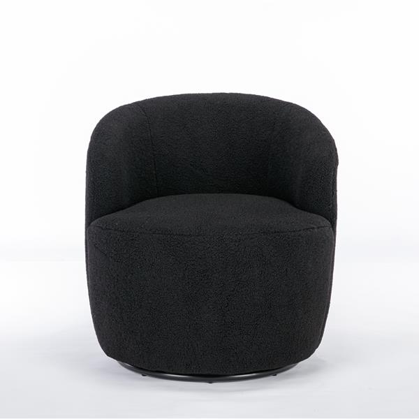 Teddy Fabric Swivel Armchair Barrel Chair With Black Powder Coating Metal Ring,Black