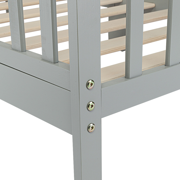 【Old Code:60795047】Wooden Baby Toddler Bed Children Bedroom Furniture with Safety Guardrails Gray