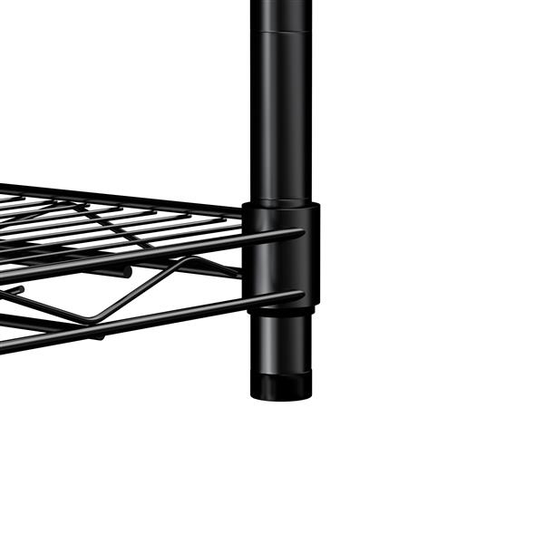 Warehouse, supermarket,kitchen,and other 5-layer heavy-duty adjustable shelves with wheels and adjustable feet,each metal frame bearing 300 pounds.  59.45 "L × 24.02 "W × 71.65 "H,Black.