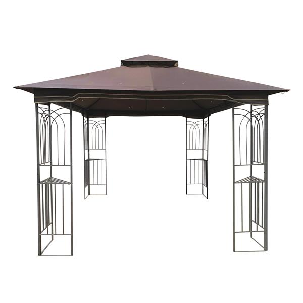 10x10 Outdoor Patio Gazebo Canopy Tent With Ventilated Double Roof And Mosquito net(Detachable Mesh Screen On All Sides),Suitable for Lawn, Garden, Backyard and Deck,Brown Top