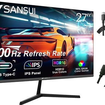 Computer Monitors 27 inch 100Hz IPS USB Type-C FHD 1080P HDR10 Built-in Speakers HDMI DP Game RTS/FPS tilt Adjustable for Working and Gaming (ES-27X3 Type-C Cable & HDMI Cable Included)