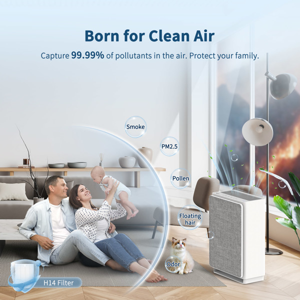 Air Purifiers for Home Large Room up to 2160 Sq Ft, H14 HEPA Filter, Fast Purification, 5-Stage Filtration, Auto Mode, Timer, Upgrade Air Cleaner for Wildfire Pet Smoke Dust(banned by Amazon)